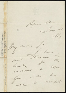 Letter from Thomas Bayley Potter, Reform Club, [London, England], to William Lloyd Garrison, June 21, 1867