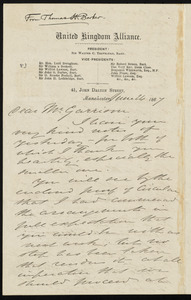 Letter from Thomas Holliday Barker, United Kingdom Alliance, 41 John Dalton Street, Manchester, [England], to William Lloyd Garrison, June 24, 1867