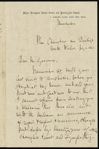 Letter from Rebecca Moore, Plas Chambres near Denbigh, North Wales, to William Lloyd Garrison, July 1, 1867