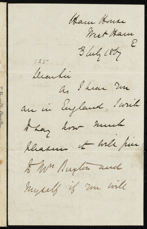 Ham House Letters Letter from Sir Thomas Fowell Buxton, Ham House, West Ham, [London ...