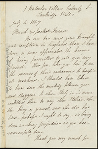 Letter from Jane Ashby, 1 Waterloo Villas, Calverly S[treet], Tonbridge Wells, [Kent, England], to William Lloyd Garrison, July 4, 1867