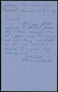 Letter from Robert Whitworth, Manchester, [England], to William Lloyd Garrison, July 4, 1867