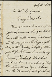 Letter from James Brown, Heworth Lane, Gateshead on Tyne, [England], to William Lloyd Garrison, July 11, 1867