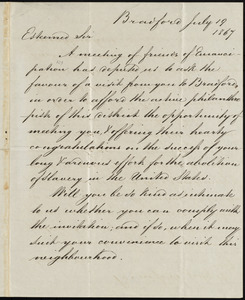 Letter from Henry Brown, Bradford, [England], to William Lloyd Garrison, July 19, 1867