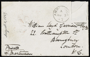 Letter from Harriet Martineau, Ambleside, [Westmorland, England], to William Lloyd Garrison, August 2, [18]67