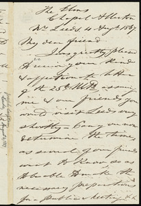 Letter from Joseph Lupton, The Elms, Chapel Allerton, W. Leeds, [England], to William Lloyd Garrison, 4 Aug[us]t 1867