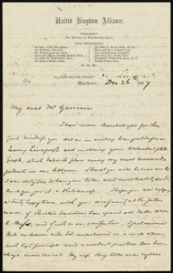 Letter from S. Alfred Steinthal, Manchester, [England], to William Lloyd Garrison, Dec. 26th, 1867