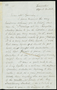 Letter from Samuel May, Leicester, [Mass.], to William Lloyd Garrison, April 30, 1868