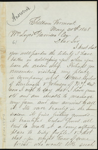 Letter from Isaac Smith, Shelburn[e], Vermont, to William Lloyd Garrison, May 20th, 1868