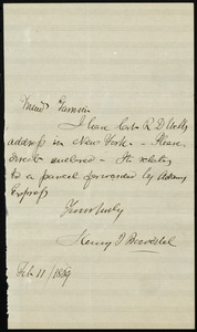 Letter from Henry Ingersoll Bowditch, to William Lloyd Garrison, Feb. 11, 1869