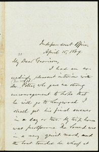 Letter from Oliver JohnsonIndependent Office, to William Lloyd Garrison, April 15, 1869