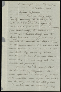 Letter from Frederick William Chesson, 62 Kensington Road, S. E., London, [England], to William Lloyd Garrison, 18 October 1869