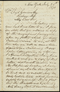 Letter from Theodore Bourne, Box 5203 P.O., New York, to William Lloyd Garrison, July 25th, 1870