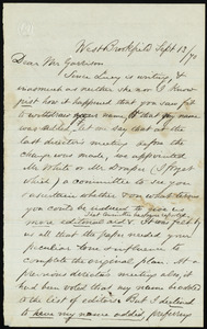 Letter from Henry Browne Blackwell, West Brookfield, to William Lloyd Garrison, Sept. 13, [18]70