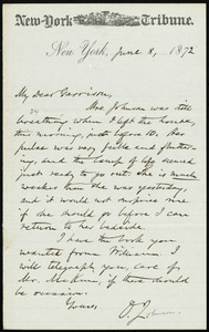 Letter from Oliver Johnson, New York Tribune, New York, to William Lloyd Garrison, June 8, 1872