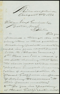 Letter from E. E. Bratton, 1423 South 10th St., Philadelphia, Pa, to William Lloyd Garrison, August 10, 1872