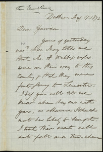 Letter from Edmund Quincy, Dedham, to William Lloyd Garrison, May 17, 1872