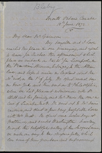 Letter from Henry Bleby, Toronto, Ontario, Canada, to William Lloyd Garrison, 18th June 1873
