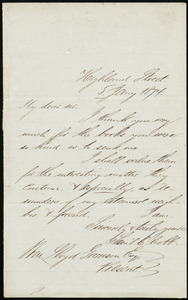 Letter from Samuel Crocker Cobb, Highland Street, [Boston, Mass.], to William Lloyd Garrison, 5 Jan'y 1874