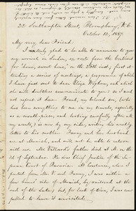 Letter from William Lloyd Garrison, 22 Southampton Street, Bloombury, W. C., [London, England], to Elizabeth Pease Nichol, October 12, 1867