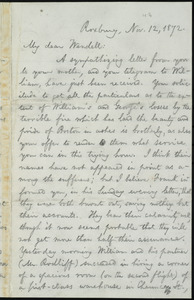 Letter from William Lloyd Garrison, Roxbury, [Mass.], to Wendell Phillips Garrison, Nov. 12, 1872