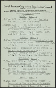 LICBC program schedule for the week of April 4, 1949