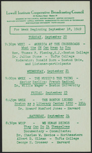 LICBC program schedule for the week of September 18, 1949