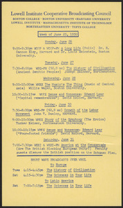 LICBC program schedule for the week of June 25, 1950