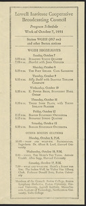 LICBC program schedule for the week of October 7, 1951