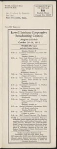 LICBC Program Schedule October 20–26, 1952