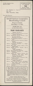 LICBC Program Schedule November 3–9, 1952