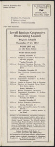 LICBC Program Schedule November 17–23, 1952