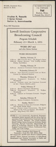 LICBC Program Schedule February 23 – March 1, 1953