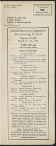 LICBC Program Schedule March 16–22, 1953