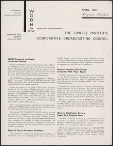 WGBH Program Schedule April 1953