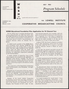 WGBH Program Schedule July 1953