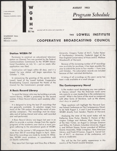 WGBH Program Schedule August 1953