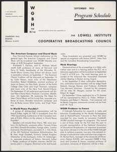 WGBH Program Schedule September 1953