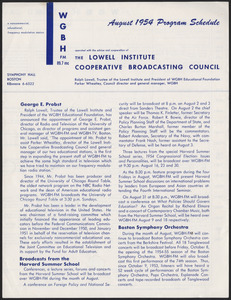 WGBH Program Schedule August 1954