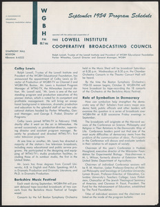 WGBH Program Schedule September 1954