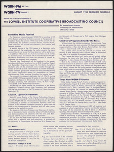 WGBH Program Schedule August 1955