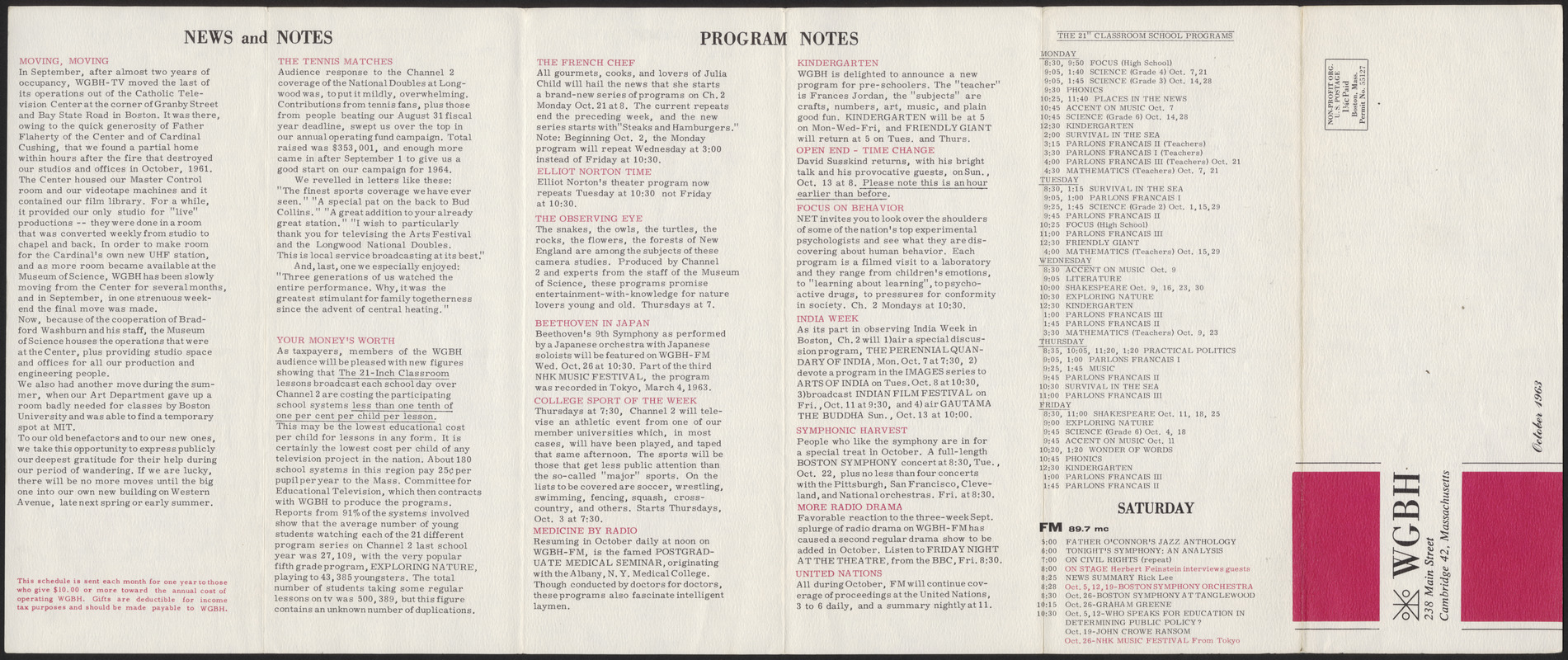 WGBH Program Schedule October 1963