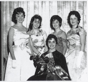 Suffolk University class of 1962, student queen and four runners-up. Paula Brown (second from right)