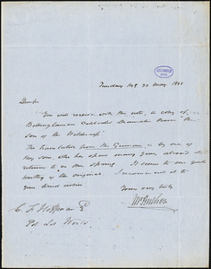 John Anthon autograph letter signed to C. F. Hoffman, 30 May 1848