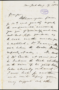D. Appleton, New York, autograph letter signed to R. W. Griswold, 19 August 1853
