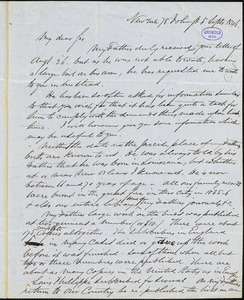 Victor Gifford Audubon, New York, autograph letter signed to R. W. Griswold, 1 September 1846
