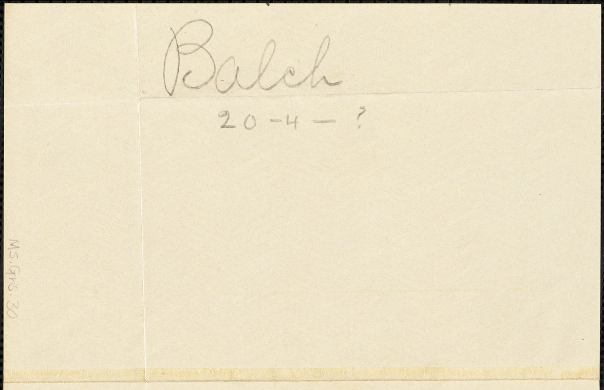 Thomas Balch, 38 South Thirteenth., autograph letter signed to R. W. Griswold, 20 April