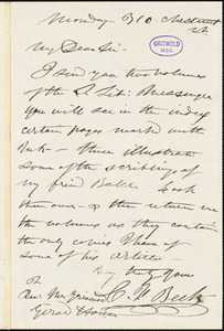 C. F. Beck, 310 Chestnut St., autograph letter signed to R. W. Griswold