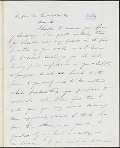 Park Benjamin, New York, autograph letter signed to R. W. Griswold, 9 February [1841?]