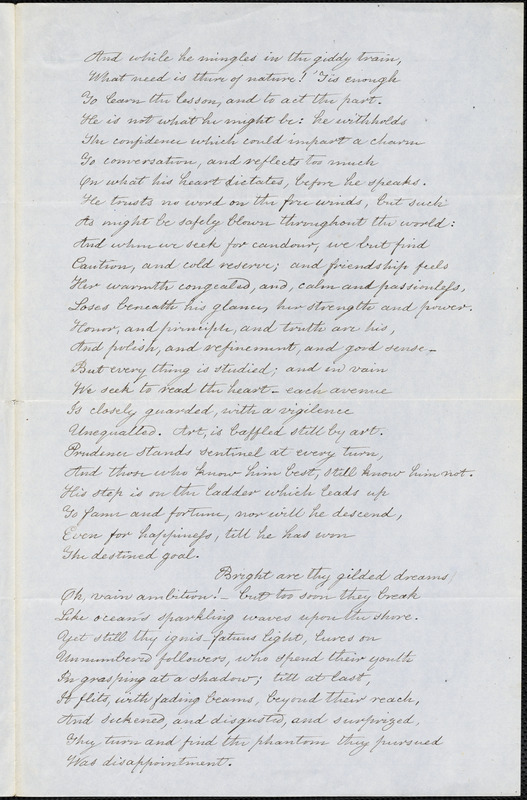 Elizabeth Bogart manuscript poem: "The Portrait."